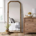 Miroir en bois naturel de style campagnard français, 76 x 178 cm, à poser