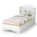 Twin Tiara Mates Kids' Bed with Bookcase Headboard Set Pure White - South Shore