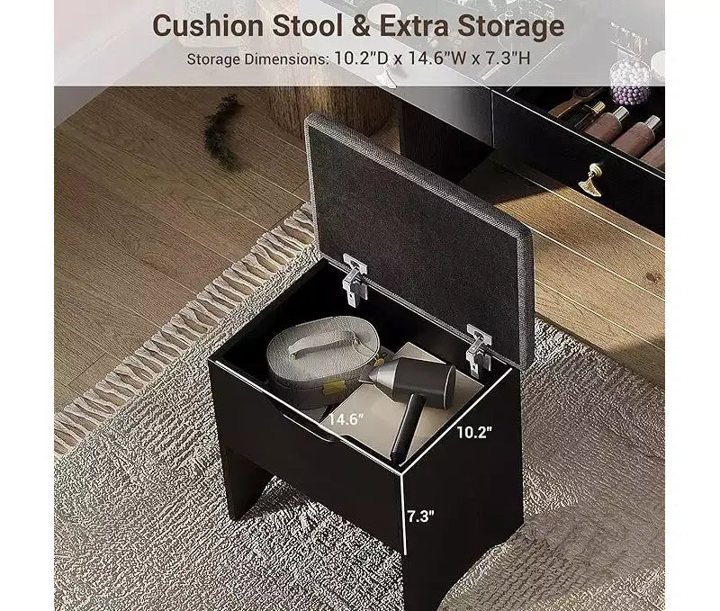 Coiffeuse avec miroir, Petites coiffeuses de maquillage avec 2 tiroirs, Coiffeuse pour filles femmes avec tabouret de rangement Chambre à coucher