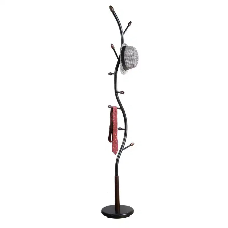 Okak Modern Metal Coat Rack with 9 Hooks, Curvy Coat Tree with Heavy Round Base, Hall Tree for Coats, Hats, Umbrellas, Small Things, Black
