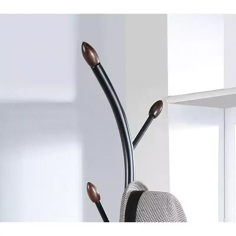 Porte-manteau moderne en métal à 9 crochets, portemanteau courbé avec base ronde lourde, arbre d'entrée pour manteaux, chapeaux, parapluies, petites choses, noir