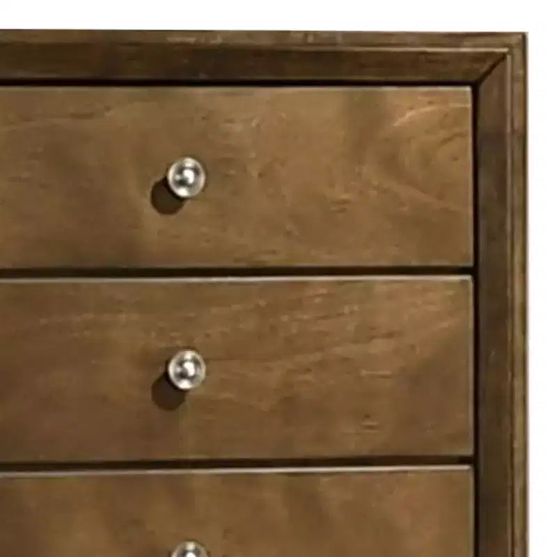 Commode haute à 5 tiroirs, style transitoire, bois massif noyer brun