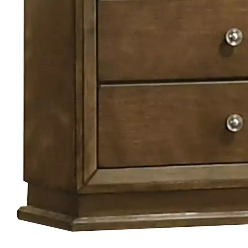 Commode haute à 5 tiroirs, style transitoire, bois massif noyer brun