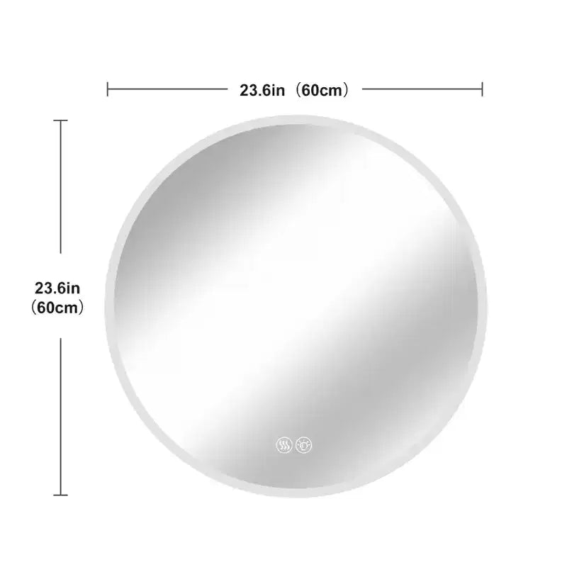 Miroir de courtoisie mural rond de 24 pouces avec éclairage DEL, fonction anti-buée, température de couleur réglable et intensité variable