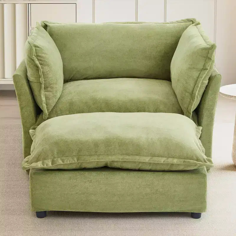 Fauteuil Canapé Moderne avec Ottoman Chaise Rembourrée Confortable pour Salon et Chambre