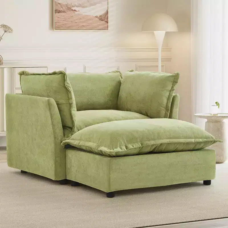 Fauteuil Canapé Moderne avec Ottoman Chaise Rembourrée Confortable pour Salon et Chambre