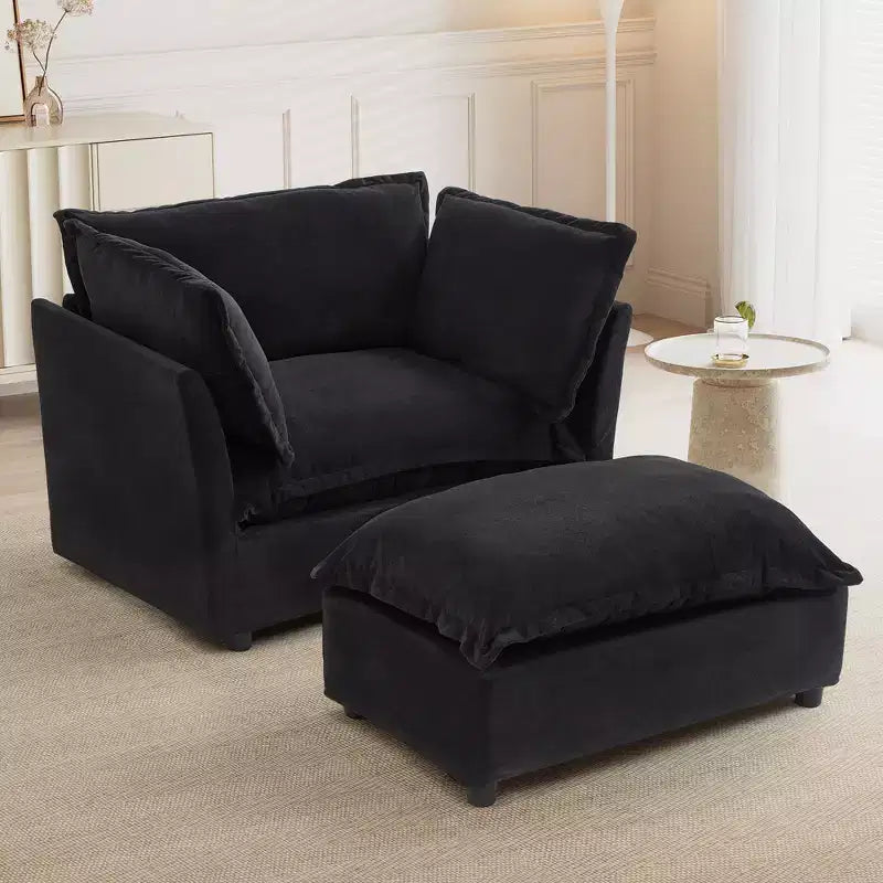 Fauteuil Canapé Moderne avec Ottoman Chaise Rembourrée Confortable pour Salon et Chambre