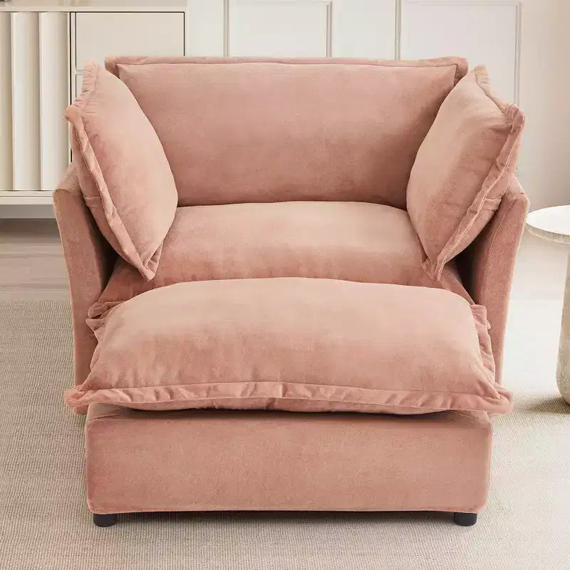 Fauteuil Canapé Moderne avec Ottoman Chaise Rembourrée Confortable pour Salon et Chambre