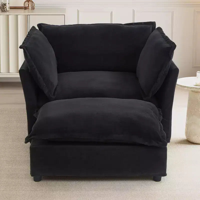 Fauteuil Canapé Moderne avec Ottoman Chaise Rembourrée Confortable pour Salon et Chambre