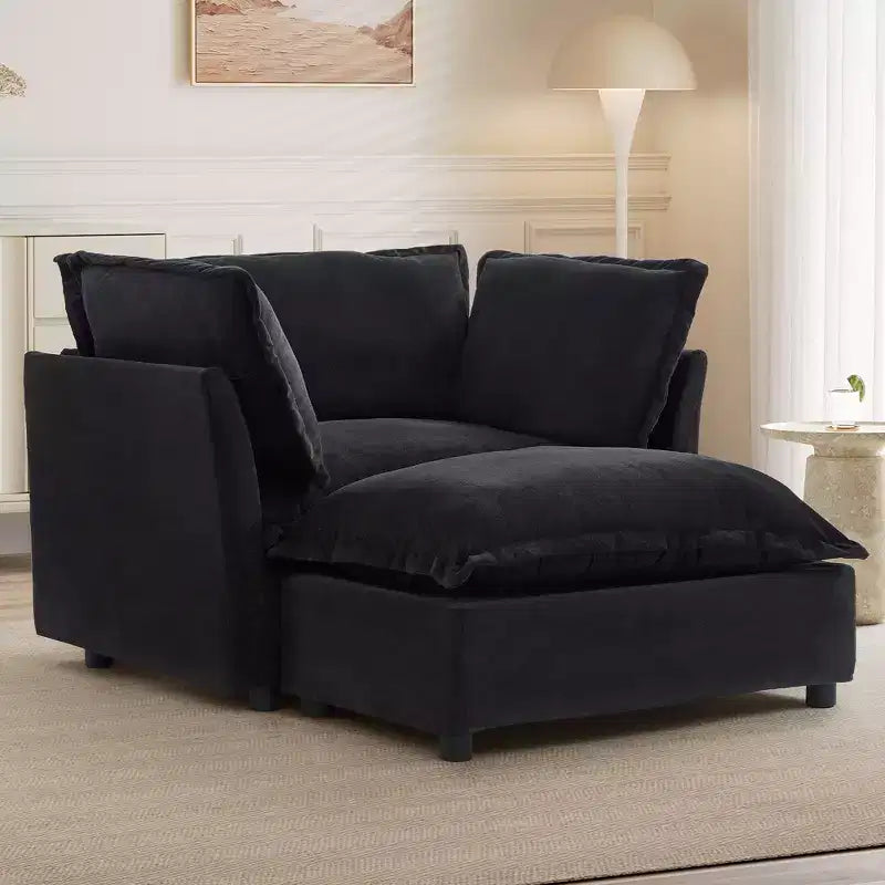 Fauteuil Canapé Moderne avec Ottoman Chaise Rembourrée Confortable pour Salon et Chambre