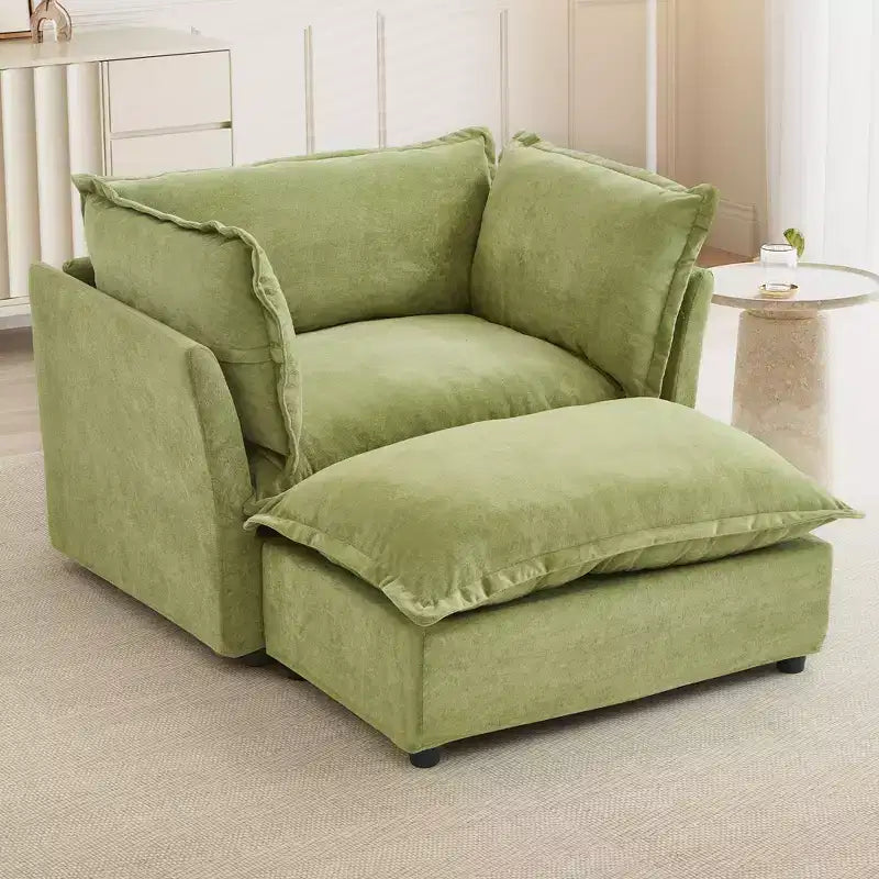 Fauteuil Canapé Moderne avec Ottoman Chaise Rembourrée Confortable pour Salon et Chambre