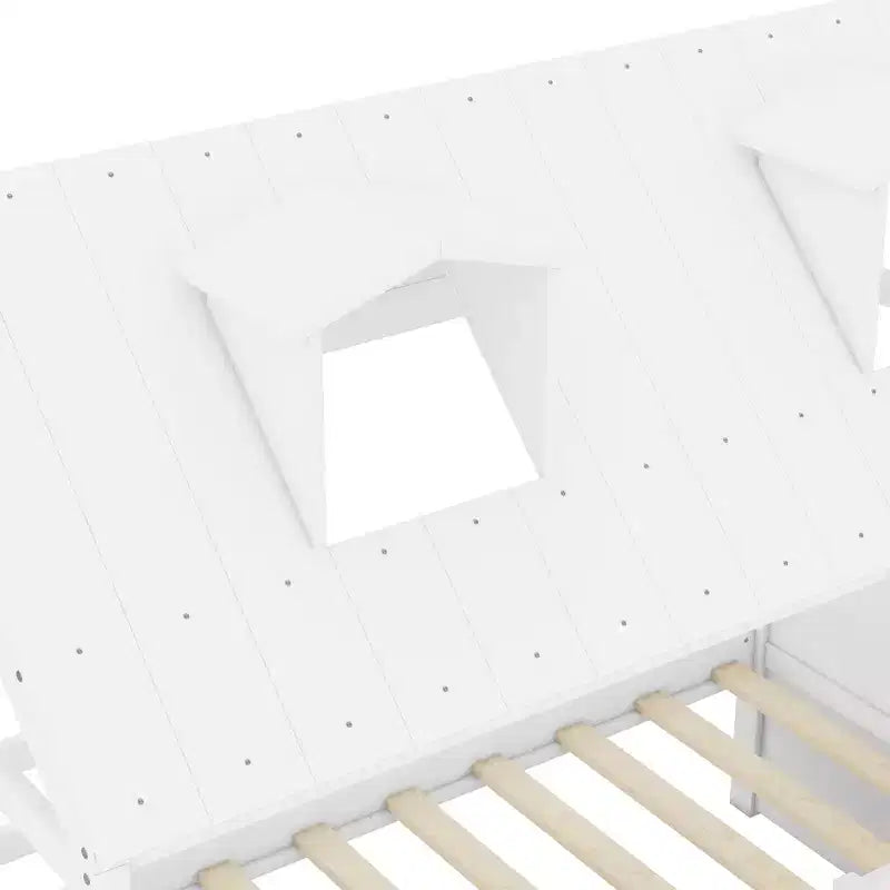 Lit mezzanine en bois avec tiroirs de taille jumelle/double