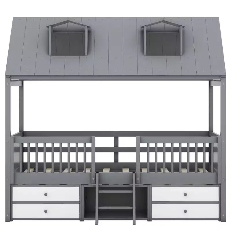 Lit mezzanine en bois avec tiroirs de taille jumelle/double