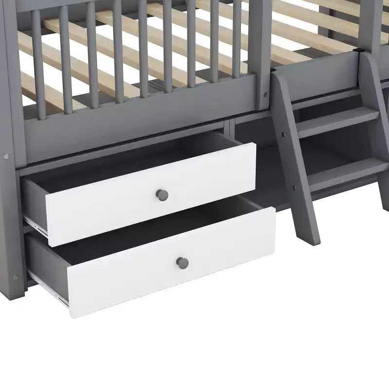 Lit mezzanine en bois avec tiroirs de taille jumelle/double