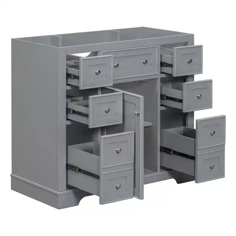 Meuble sous-vasque sans lavabo 1 porte 6 tiroirs Blanc
