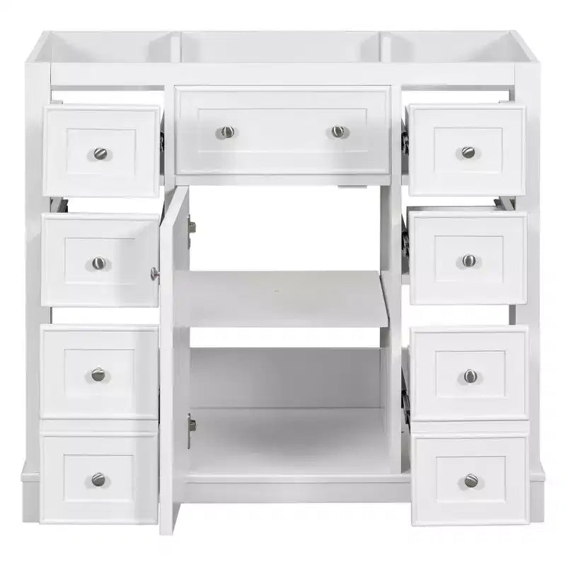 Meuble sous-vasque sans lavabo 1 porte 6 tiroirs Blanc