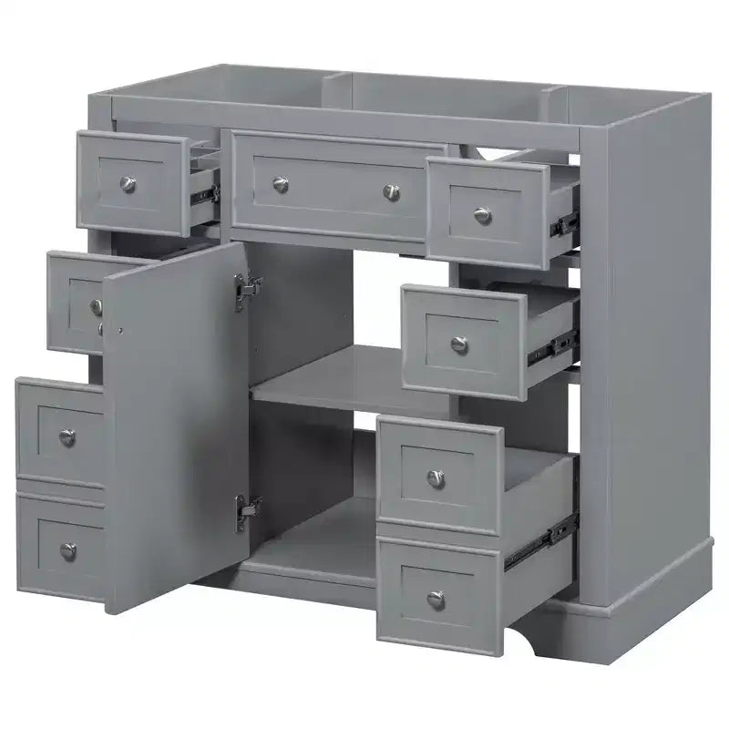 Meuble sous-vasque sans lavabo 1 porte 6 tiroirs Blanc
