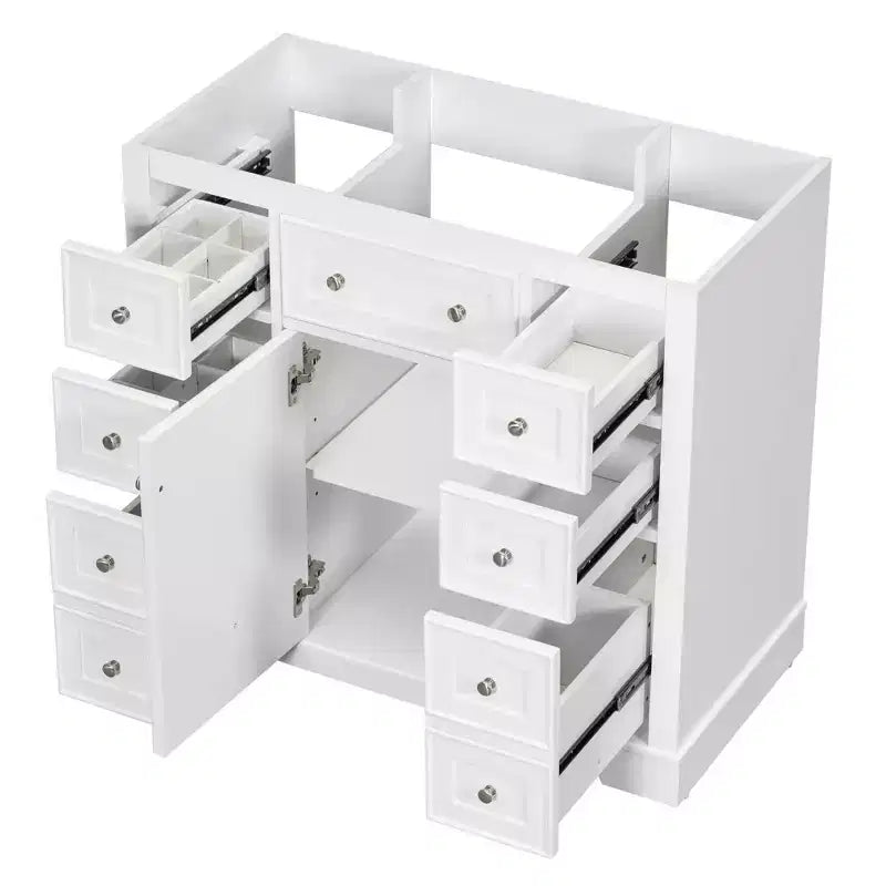 Meuble sous-vasque sans lavabo 1 porte 6 tiroirs Blanc