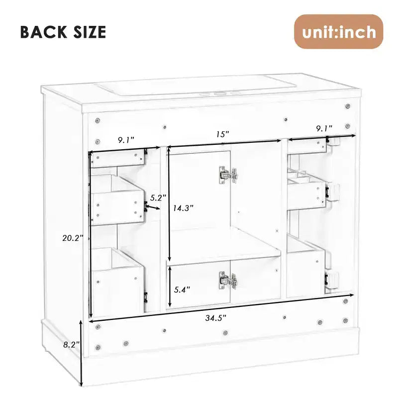 Meuble sous-vasque sans lavabo 1 porte 6 tiroirs Blanc