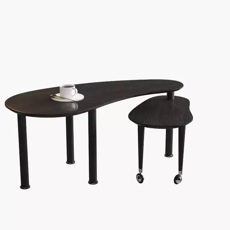 Table basse cocktail moderne rotative à 360 degrés avec pieds en bois d'hévéa