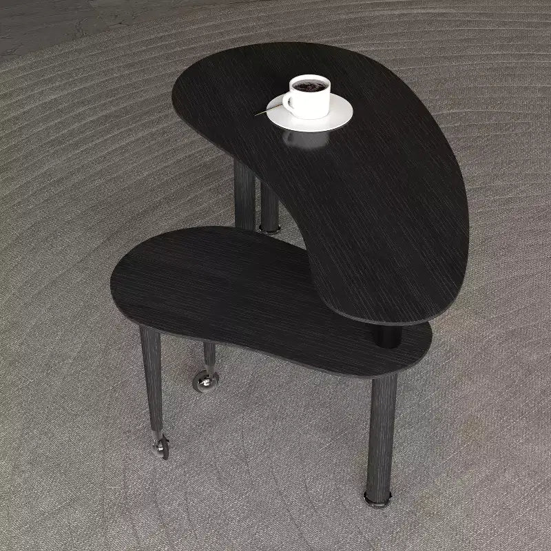 Table basse cocktail moderne rotative à 360 degrés avec pieds en bois d'hévéa