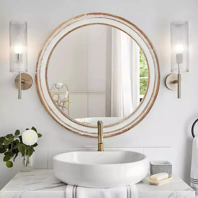 TUYOHW 31.5 Inch Wall Mount Bathroom Mirror,Modern Round Wall Mount Vanity Mirror for Bathroom,Bedroom