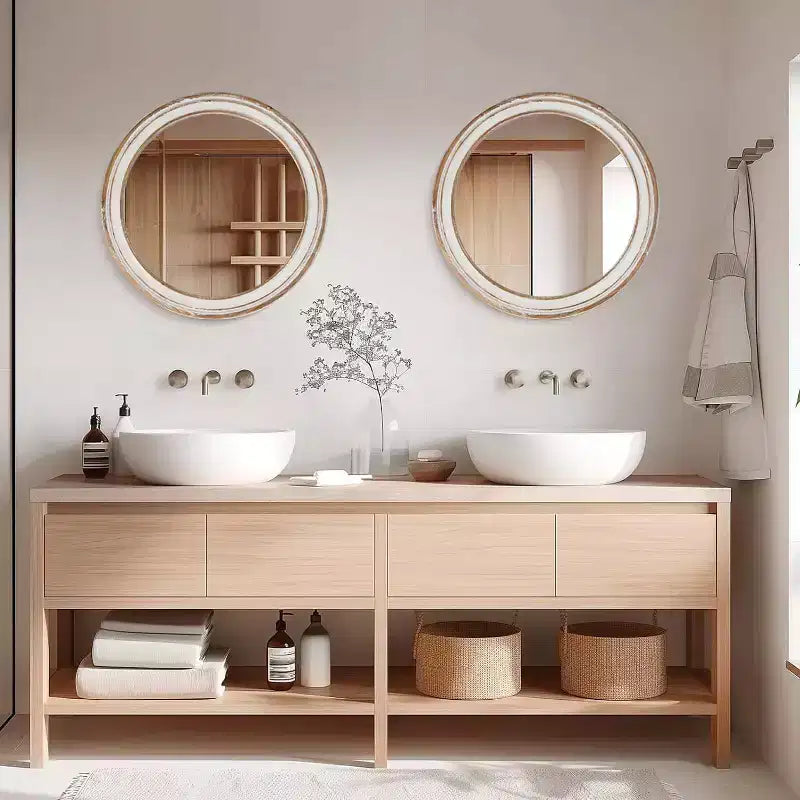 Miroir de salle de bain mural, Miroir mural rond moderne pour salle de bain, chambre à coucher