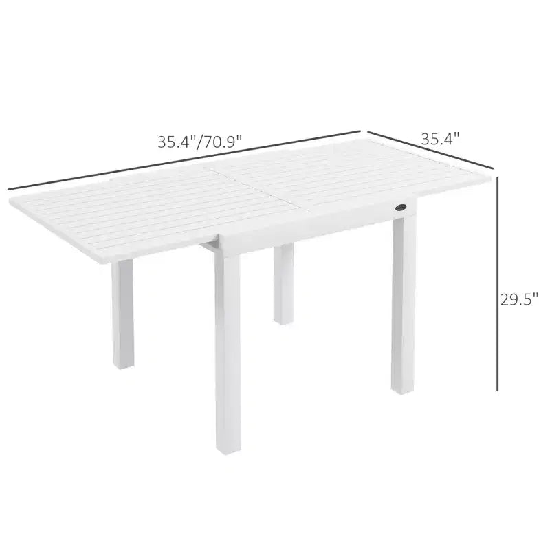 Table de patio extensible, Table à manger extérieure pour 4 à 6 personnes avec cadre en aluminium pour jardin, pelouse, balcon, terrasse