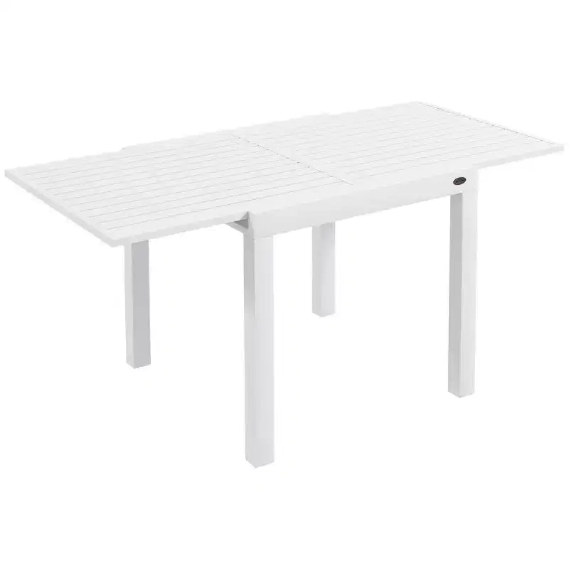 Table de patio extensible, Table à manger extérieure pour 4 à 6 personnes avec cadre en aluminium pour jardin, pelouse, balcon, terrasse