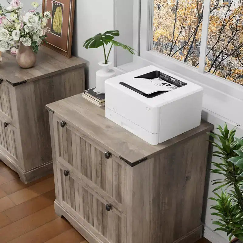 Meuble de classement de ferme à 2 tiroirs, Organiseur de rangement rustique pour documents et fournitures de bureau