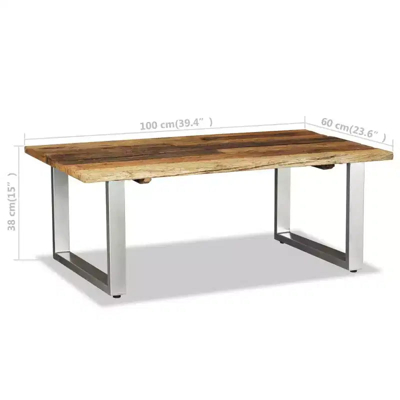 vidaXL Table basse en bois de récupération massif 100 x 60 x 38 cm