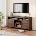65 Inch Modern TV Stand, Semi-Open Double Door Entertainment Center with 8 Storage Compartments and Shelves for Living Room