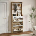 Shoe Storage Cabinet for Entryway, Slim Shoe Cabinet with 3 Flip Doors, 2 Drawers and Hanger, Freestanding Shoe Rack Organizer for Home