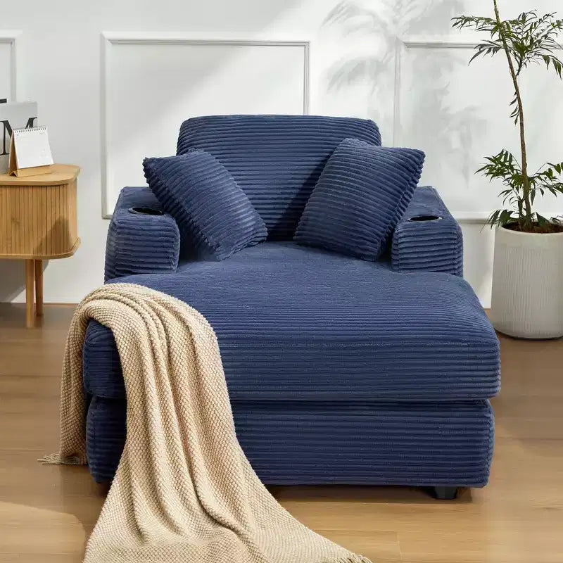 Canapé inclinable en velours côtelé avec pouf Fauteuil d'appoint moderne pour salon ou chambre à coucher