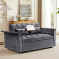 MAYEERTY 55.5 3-in-1 Foldable Sofa Bed, Modern Velvet Double Sofa with Adjustable Back Storage Bag and Pillow Hidden Living Room Laptop Desk Black