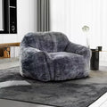 Okak Bean Bag Chair, Lazy Sofa Chair with Armrest&High-Resilience Shredded Foam, Modern Sofa Large Lounge Chair for Living Room, Black+Gray