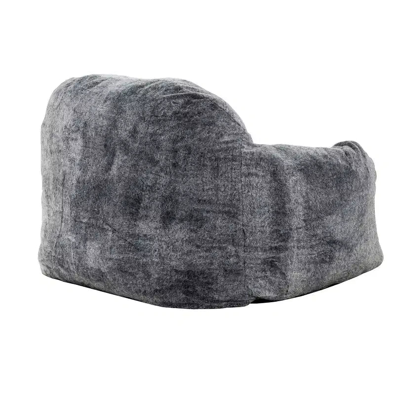Pouf poire, fauteuil paresseux avec accoudoirs et mousse déchiquetée haute résilience, grand fauteuil de salon moderne pour salon, noir + gris