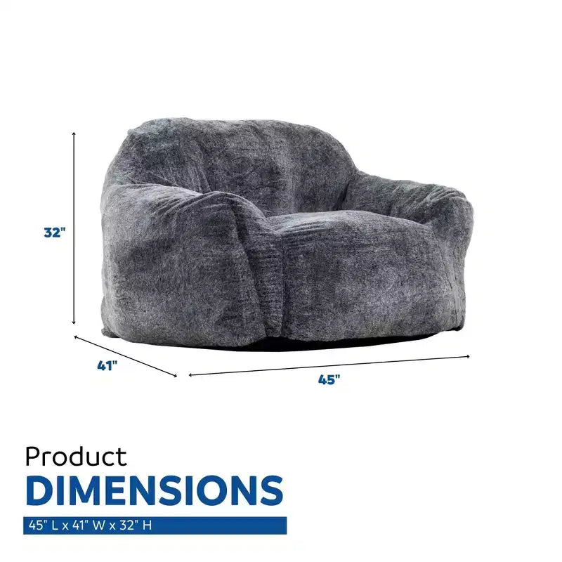 Pouf poire, fauteuil paresseux avec accoudoirs et mousse déchiquetée haute résilience, grand fauteuil de salon moderne pour salon, noir + gris