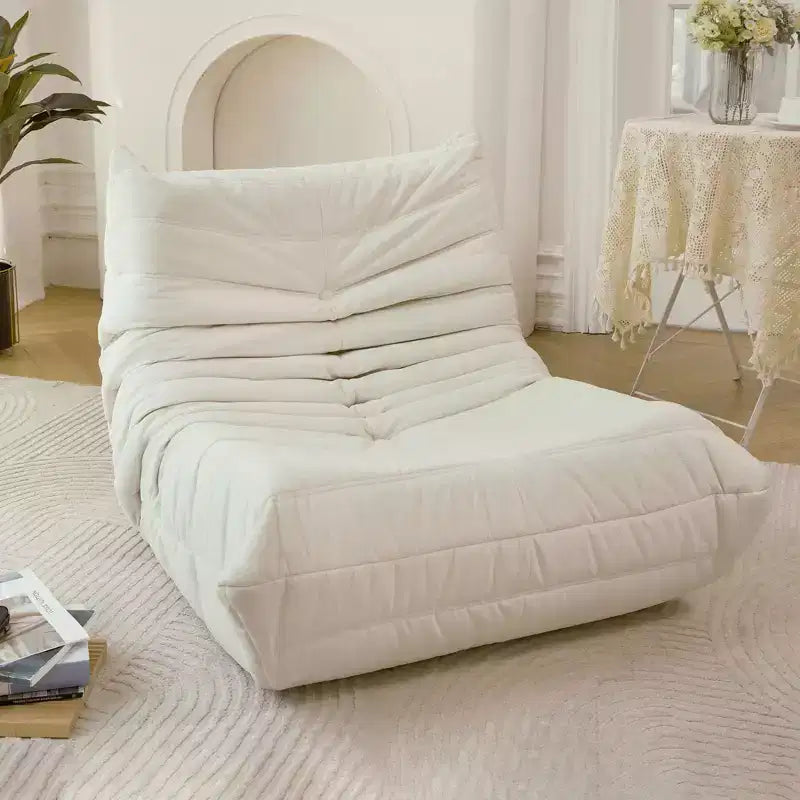 Okak Bean Bag Chair Floor Chair Fireside Chair with Memory Foam Comfy Sofa, Comfy Sofa Chair for Living Room, Gaming Venue, Off-White