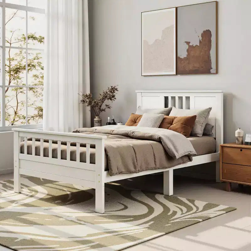 TUYOHW Bed Frame with Headboard & Footboard,Twin Size Bed,Sturdy Slatted Support Mattress Foundation,350lbs Capacity,No Box Spring Required