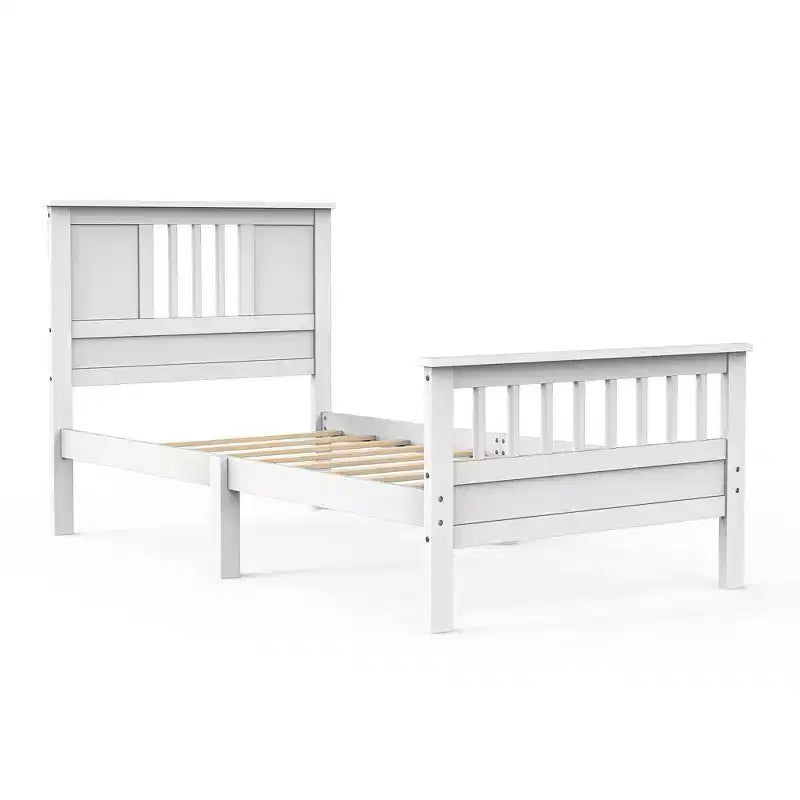 Cadre de lit avec tête de lit et pied de lit, lit jumeau, sommier à lattes robuste, capacité de 159 kg, aucun sommier tapissier requis