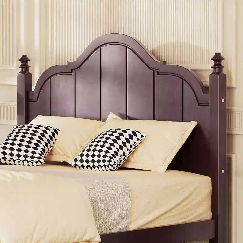 Lits plateforme vintage complets/Queen avec tête de lit et lattes de support, cadre de lit en bois massif pour chambre principale, pas besoin de sommier tapissier