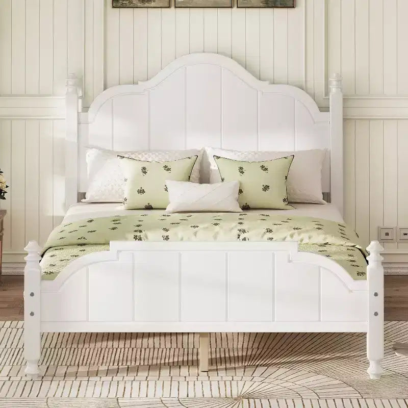 Lits plateforme vintage complets/Queen avec tête de lit et lattes de support, cadre de lit en bois massif pour chambre principale, pas besoin de sommier tapissier