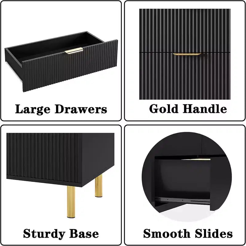 Commode à 5 tiroirs, armoire de rangement moderne avec poignées dorées pour chambre à coucher
