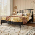 Polibi Boho Platform Bed Frame with Tall Slanted Headboard & Metal Support