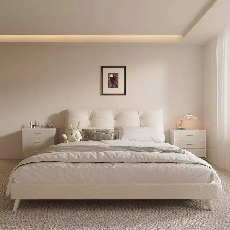 Commode Blanche, Commode Moderne Étroite avec Poignées et Pieds en Métal Doré, Meuble de Rangement à Façade en Tissu pour Chambre et Entrée