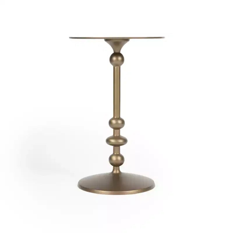 HomeRoots 19 Bronze Aluminum Round Drink Size Pedestal End Table