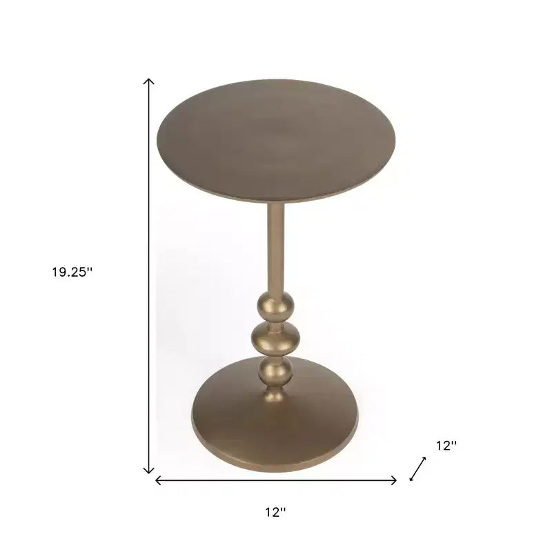 Table d'appoint piédestal ronde en aluminium bronze, taille boisson
