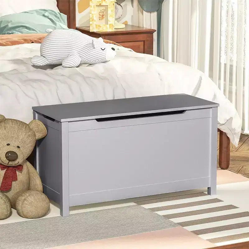 Boîte de rangement en bois pour jouets avec charnière de sécurité, banc de rangement à couvercle pour chambre à coucher, salon, salle de jeux, garçons et filles, coffre de rangement pour jouets pour tout-petits
