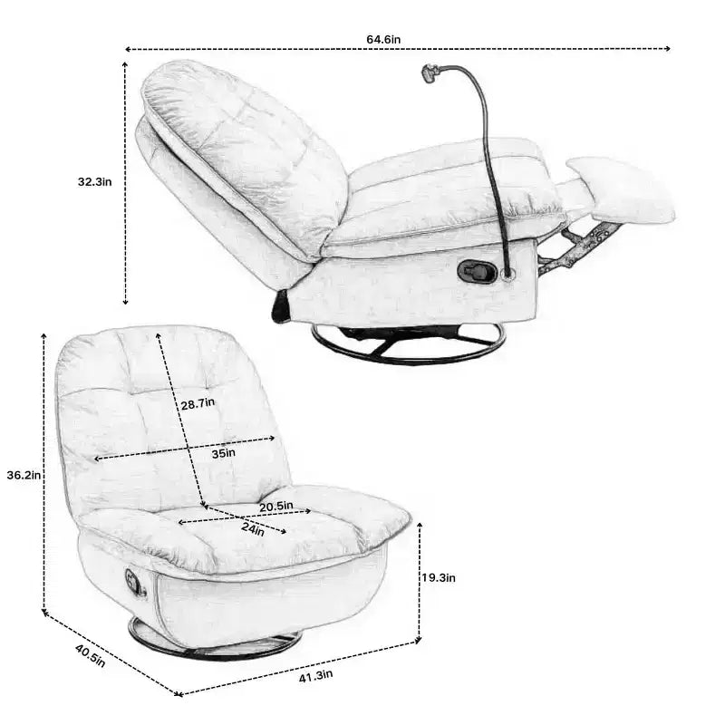 Fauteuil berçant et inclinable pivotant, support de téléphone portable en velours estampillé or, salle de lecture, marron naturel